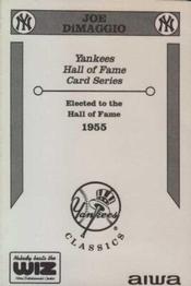 1992 The Wiz New York Yankees Hall of Famers #NNO Joe DiMaggio Back