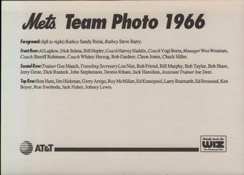 1993 The Wiz New York Mets 30 Years of Team Photos #NNO 1966 Back