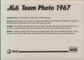 1993 The Wiz New York Mets 30 Years of Team Photos #NNO 1967 Back