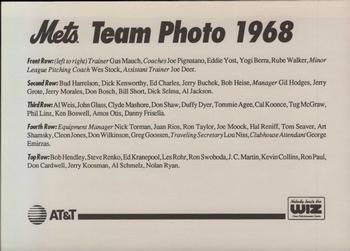 1993 The Wiz New York Mets 30 Years of Team Photos #NNO 1968 Back