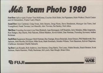 1993 The Wiz New York Mets 30 Years of Team Photos #NNO 1980 Back