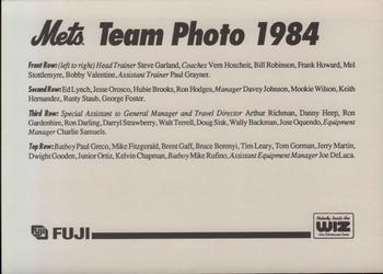 1993 The Wiz New York Mets 30 Years of Team Photos #NNO 1984 Back