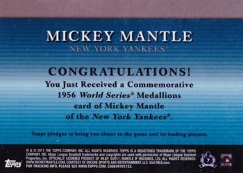 2011 Topps - World Series Manufactured Medallions #NNO Mickey Mantle Back