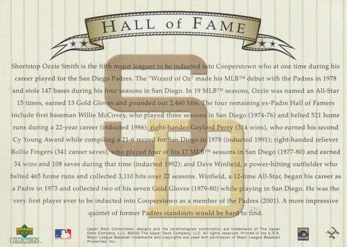 2002 Upper Deck San Diego Padres Hall of Fame #NNO Ozzie Smith / Gaylord Perry / Dave Winfield / Willie McCovey / Rollie Fingers Back