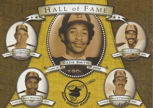 2002 Upper Deck San Diego Padres Hall of Fame #NNO Ozzie Smith / Gaylord Perry / Dave Winfield / Willie McCovey / Rollie Fingers Front