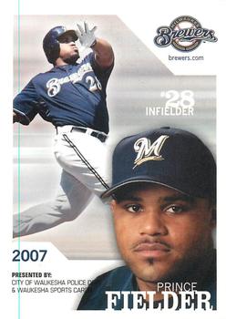 2007 Milwaukee Brewers Police - City of Waukesha Police Dept. & Waukesha Sports Cards #NNO Prince Fielder Front
