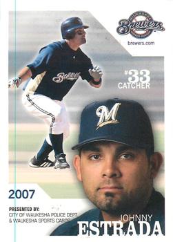 2007 Milwaukee Brewers Police - City of Waukesha Police Dept. & Waukesha Sports Cards #NNO Johnny Estrada Front