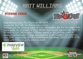 2019 Grandstand Fort Wayne TinCaps #NNO Matt Williams Back