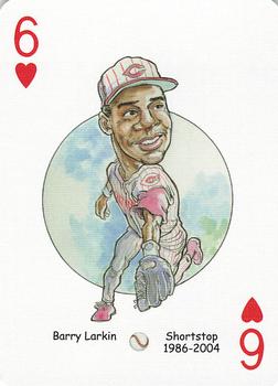 2006 Hero Decks Cincinnati Reds Baseball Heroes Playing Cards #6♥ Barry Larkin Front