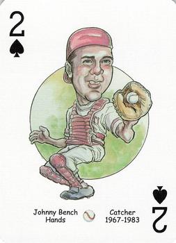 2006 Hero Decks Cincinnati Reds Baseball Heroes Playing Cards #2♠ Johnny Bench Front