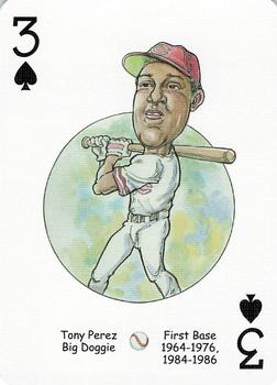 2006 Hero Decks Cincinnati Reds Baseball Heroes Playing Cards #3♠ Tony Perez Front