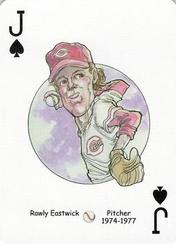 2006 Hero Decks Cincinnati Reds Baseball Heroes Playing Cards #J♠ Rawly Eastwick Front