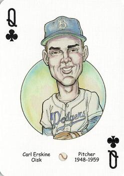 2005 Hero Decks Los Angeles & Brooklyn Dodgers Baseball Heroes Playing Cards #Q♣ Carl Erskine Front