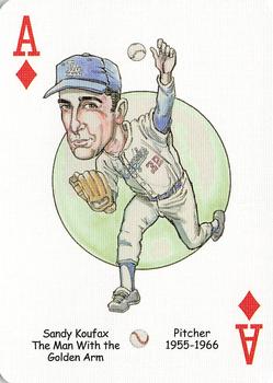 2005 Hero Decks Los Angeles & Brooklyn Dodgers Baseball Heroes Playing Cards #A♦ Sandy Koufax Front