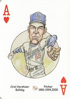 2005 Hero Decks Los Angeles & Brooklyn Dodgers Baseball Heroes Playing Cards #A♥ Orel Hershiser Front