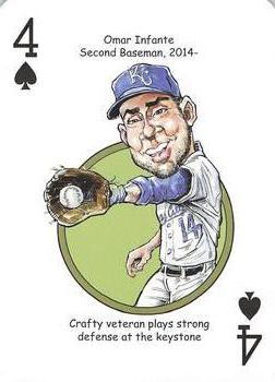 2015 Hero Decks Kansas City Royals Baseball Heroes Playing Cards #4♠ Omar Infante Front