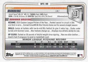2020 Bowman 1st Edition #BFE-99 Matt Manning Back
