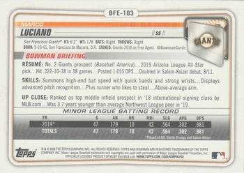 2020 Bowman 1st Edition #BFE-103 Marco Luciano Back