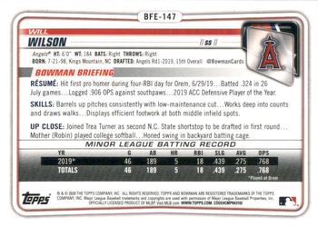 2020 Bowman 1st Edition #BFE-147 Will Wilson Back