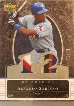 2007 Upper Deck Premier - Premier Patches 2 (Dual) #PP2-AS Alfonso Soriano Front