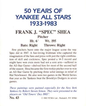 1983 TCMA 50 Years of New York Yankees All-Stars Large #43 Spec Shea Back