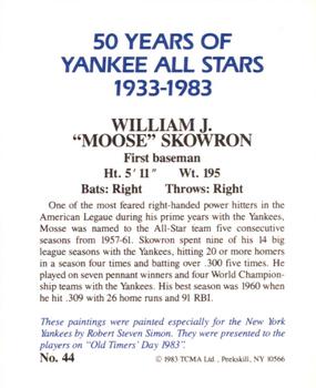 1983 TCMA 50 Years of New York Yankees All-Stars Large #44 Moose Skowron Back