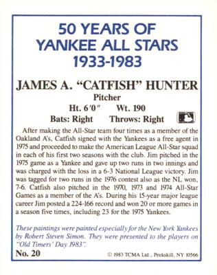 1987 CMC 1983 TCMA 50 Years of New York Yankees All-Stars #20 Catfish Hunter Back