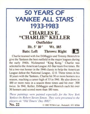 1987 CMC 1983 TCMA 50 Years of New York Yankees All-Stars #22 Charlie Keller Back