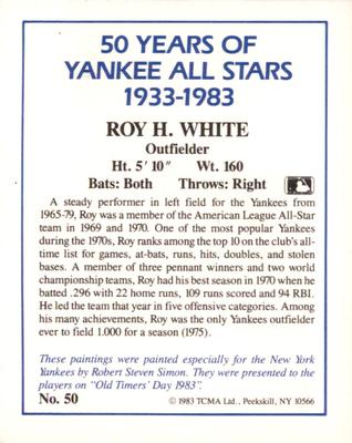 1987 CMC 1983 TCMA 50 Years of New York Yankees All-Stars #50 Roy White Back