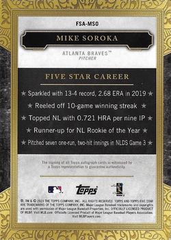 2020 Topps Five Star #FSA-MSO Mike Soroka Back