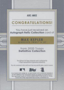2020 Topps Definitive Collection - Autograph Relic Collection #ARC-MKE Max Kepler Back