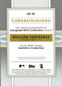 2020 Topps Definitive Collection - Autograph Relic Collection Green #ARC-WC Willson Contreras Back