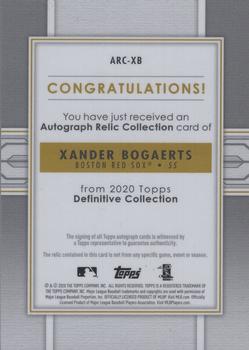 2020 Topps Definitive Collection - Autograph Relic Collection Green #ARC-XB Xander Bogaerts Back