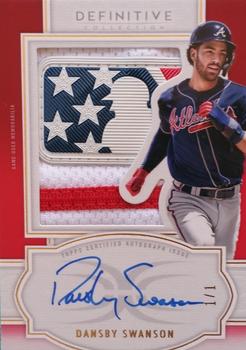 2020 Topps Definitive Collection - Autograph Relic Collection Red MLB Logo #ARC-DS Dansby Swanson Front