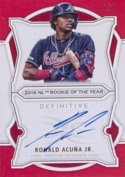 2020 Topps Definitive Collection - Defining Accolades Autograph Collection Red #DAAC-RA Ronald Acuña Jr. Front