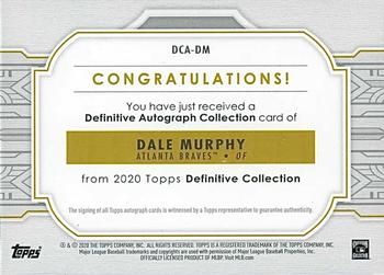 2020 Topps Definitive Collection - Definitive Autograph Collection #DCA-DM Dale Murphy Back