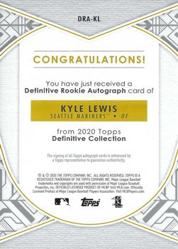 2020 Topps Definitive Collection - Definitive Rookie Autographs Green #DRA-KL Kyle Lewis Back