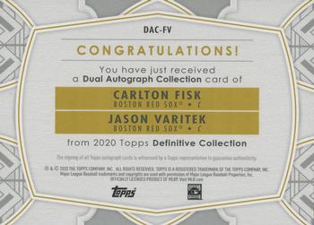 2020 Topps Definitive Collection - Dual Autograph Collection #DAC-FV Jason Varitek / Carlton Fisk Back