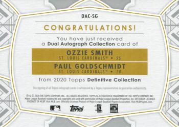 2020 Topps Definitive Collection - Dual Autograph Collection #DAC-SG Paul Goldschmidt / Ozzie Smith Back