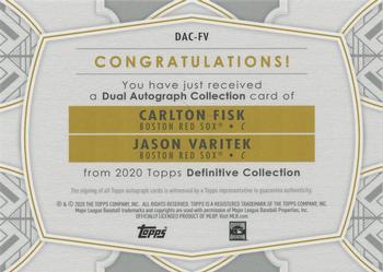2020 Topps Definitive Collection - Dual Autograph Collection Green #DAC-FV Jason Varitek / Carlton Fisk Back