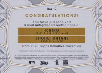 2020 Topps Definitive Collection - Dual Autograph Collection Green #DAC-IO Shohei Ohtani / Ichiro Back