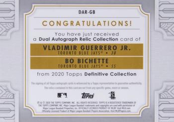 2020 Topps Definitive Collection - Dual Autographed Relic Collection #DAR-GB Vladimir Guerrero Jr. / Bo Bichette Back