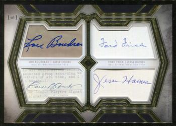 2020 Topps Transcendent Collection Hall of Fame Edition - HOF Induction Class Cut Signatures #HOF-BCFH Lou Boudreau / Earle Combs / Ford Frick / Jesse Haines Front