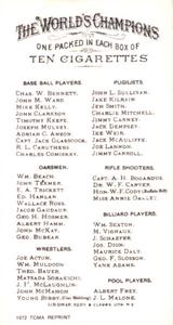 1972 TCMA 1887 Allen & Ginter N28 Reprints #NNO Jack Glasscock Back