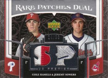 2007 Upper Deck Premier - Rare Patches Dual #RP2-HS Cole Hamels / Jeremy Sowers Front