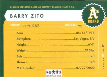2006 Children's Hospital Oakland Athletics #2 Barry Zito Back