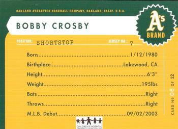 2006 Children's Hospital Oakland Athletics #6 Bobby Crosby Back