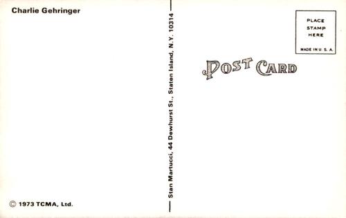 1973 TCMA Stan Martucci Postcards #NNO Charlie Gehringer Back