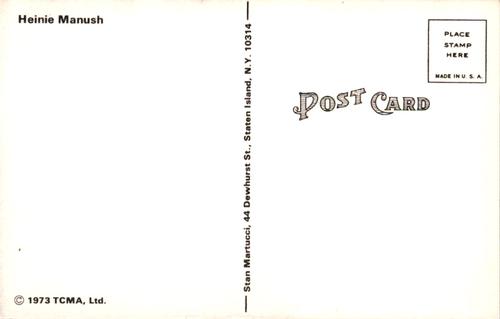 1973 TCMA Stan Martucci Postcards #NNO Heinie Manush Back
