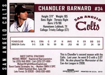 2010 Grandstand San Angelo Colts #NNO Chandler Barnard Back